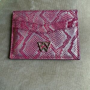 Kelly Wynne red metallic snakeskin Card Holder